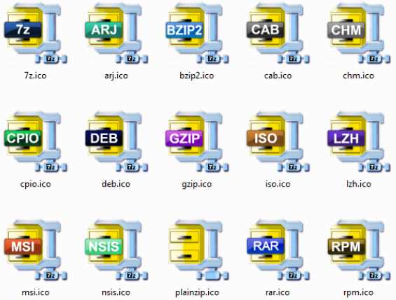 Logos de formatos de compresión de archivos