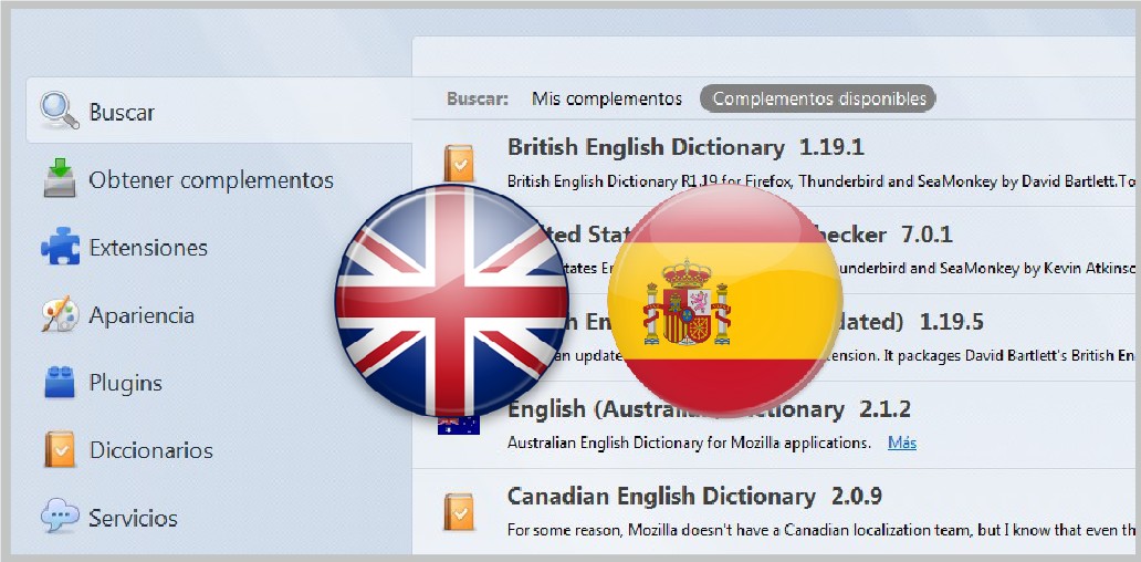 Diccionario idiomas Firefox