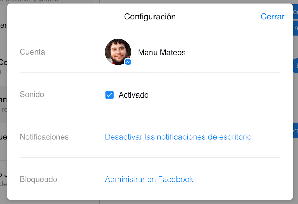 Notificaciones en Facebook Messenger