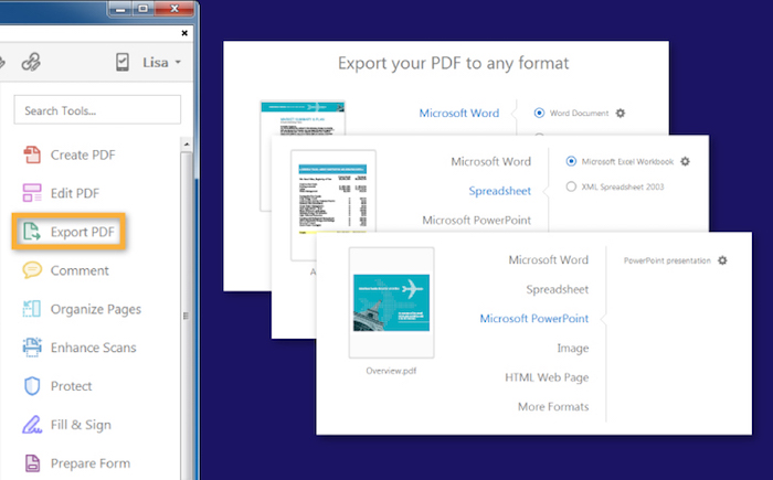 Adobe: exportar desde PDF